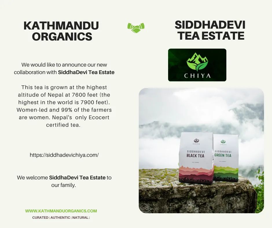 ktmorganics's tweet photo. We are glad to introduce Siddhadevi Tea - Chiya to our community. 

About Chiya: This tea is grown at the highest altitude of Nepal at 7600 feet (the highest in the world is 7900 feet)

#localeconomy #sustainable #homedelivery #grocery #ecommerce #Nepal #greentea #blacktea https://t.co/NLdrfxOQT1