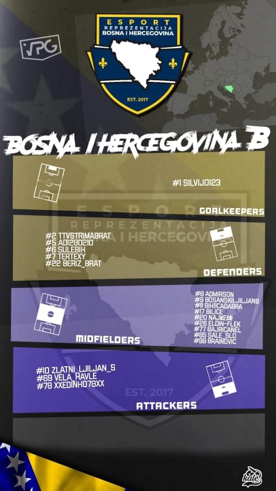 BihEsports's tweet photo. The Squad Our two teams for the Internatioal eLeague 2022
#VPG #BalkanVPG https://t.co/Xqkg8Hv1bI
