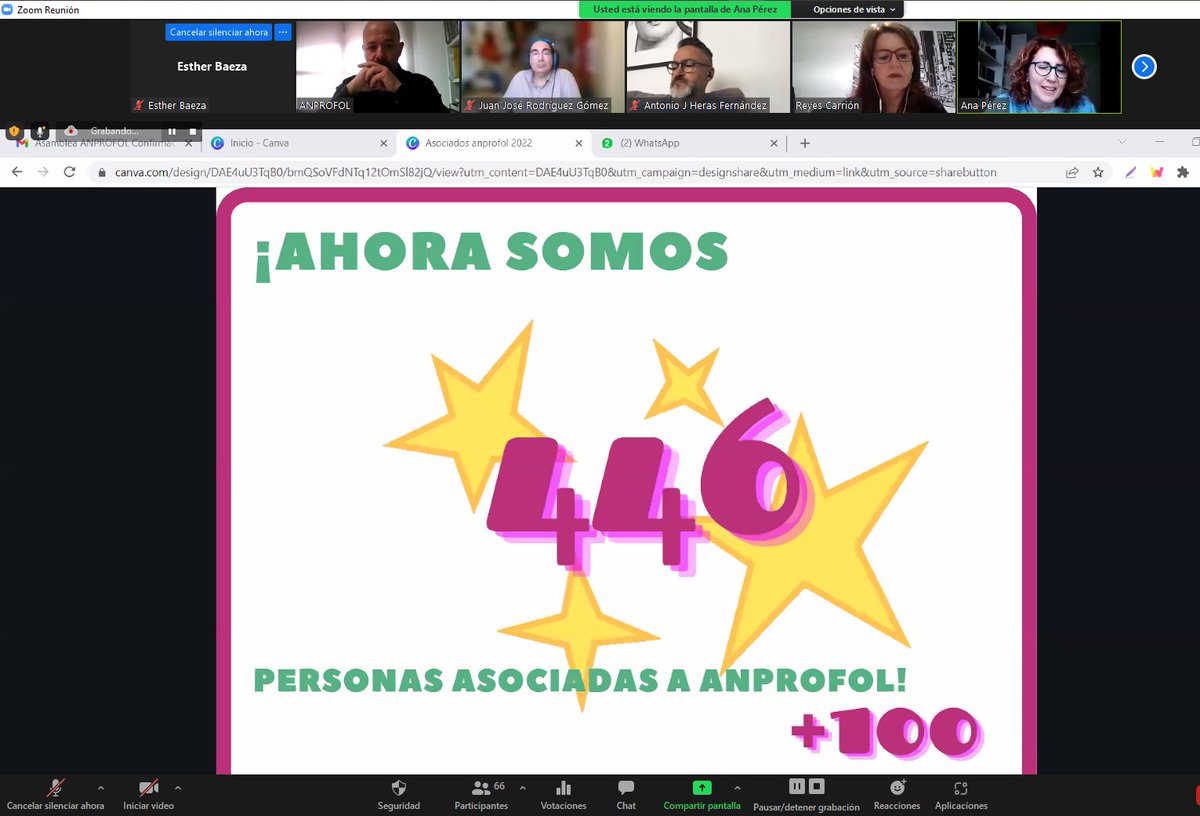 ANPROFOL's tweet image. Ana Pérez, vocal de la Junta Directiva de #AnProFOL presenta el estado de asociados y como hemos crecido en estos dos años. Actualmente somo 446 asociad@s