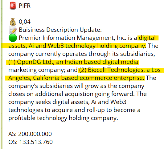 $PIFR is a digital assets, Ai and Web3 technology holding company.
BIOCELL TECHNOLOGIES
Drug Stores & Pharmacies, Dietary Supplements, Retail, Health Products, Arthritis Products, Anti-Aging, Cosmeceutical, Nutricosmetic, Collagen, Hyaluronic Acid
108 employees
19M revs
6 Patents