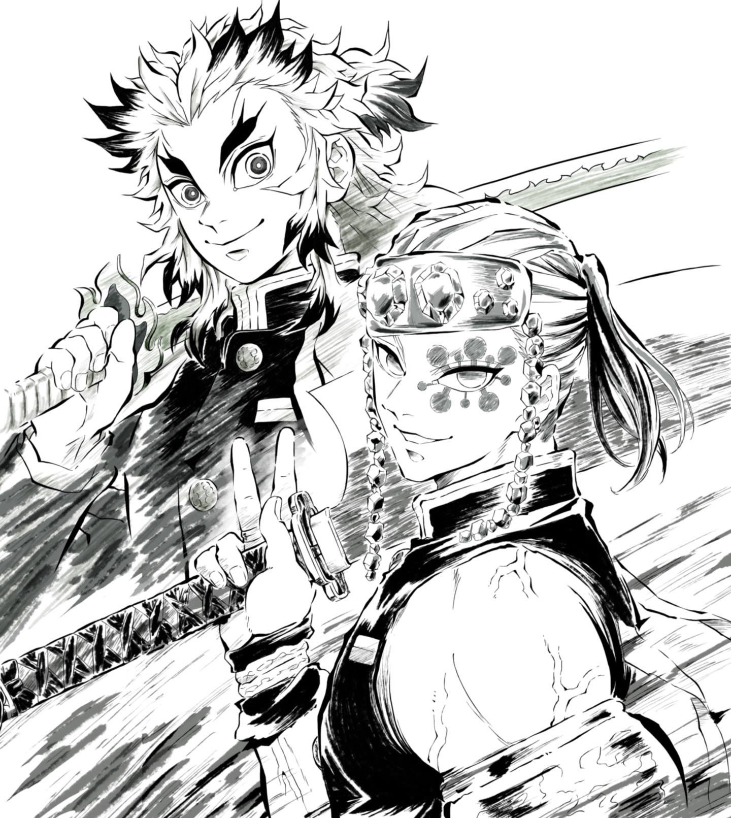 Amazon.co.jp: 全集中展 色紙 煉獄杏寿郎 宇髄天元 松島晃 作画 : 文房具・オフィス用品