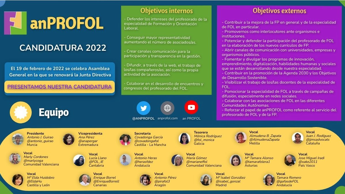 ANPROFOL's tweet image. El Presidente de #AnProFOL, Paco Cano, presenta la candidatura a la nueva Junta Directiva.
🔹Antonio Guirao, interviene para presentar a todos sus miembros y manifestar su agradecimiento a quienes iniciaron la andadura y a los que a día de hoy se siguen sumando, solicitando apoyo