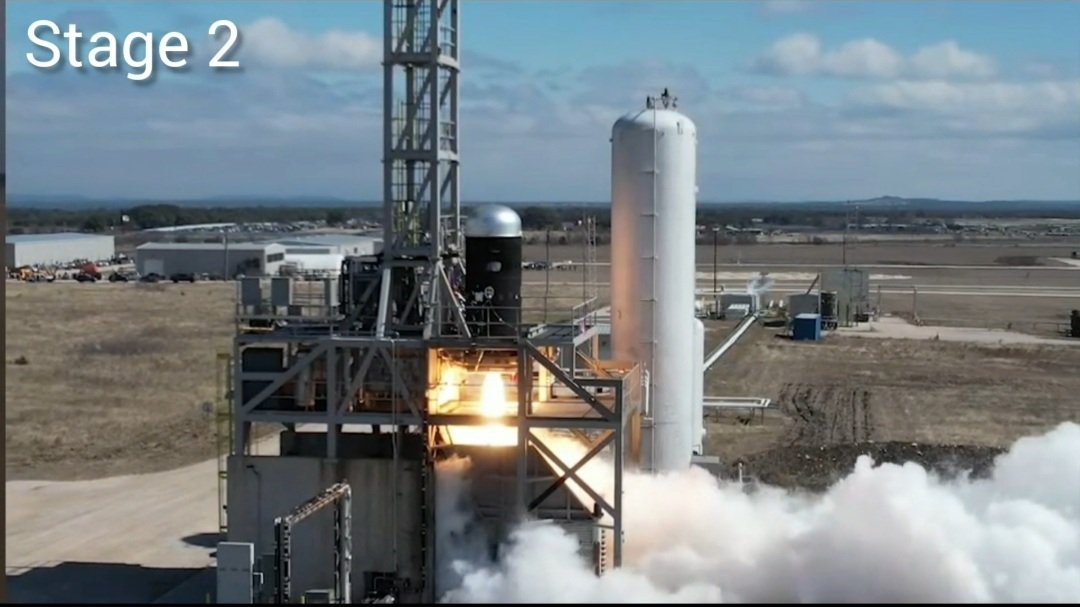 SpaceRocket13's tweet photo. Firefly Alpha rocket second stage was successful hotfire tested on Feb 17. (Firefly test flight 2). 
Video: https://t.co/VGUhnhEU27 https://t.co/J3zTOVwJgL