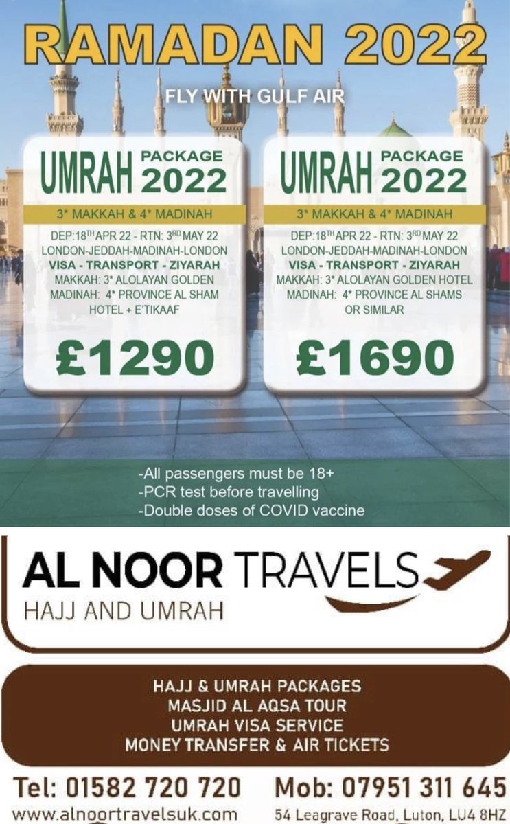 Al Noor Travels Luton UK tweet media