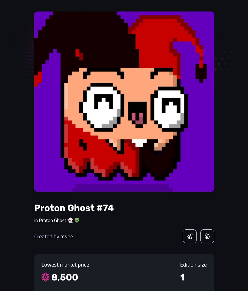 The clown has arrived 👻👻👻

 pronft.market/collections/12…

$xpr $GHOST #xpr #loan #NFTs #N
$xpr #NFTCommunity #nftcollectors #SolanaNFT #Protonchain #ProNFT #protonghost