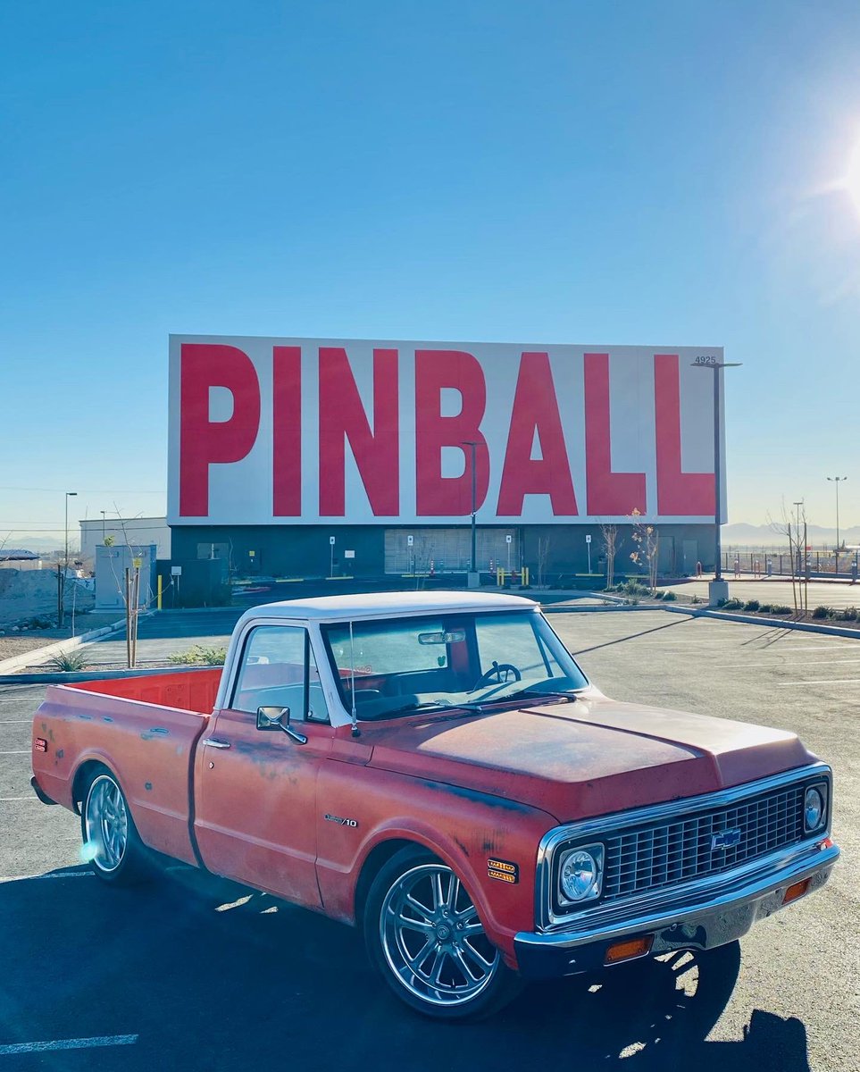 PCIDealerSchool's tweet photo. Checking out my inner child at the @pinballvegas with some #pacman and #godzillawhite. #squarebody #squarebodynation #chevysquarebody #fleetside #fleetsidechevy #fleetsiders https://t.co/2B5JemyWh8