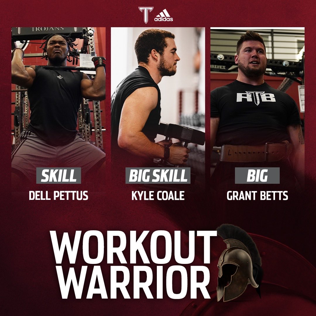 The ⁦<a href="/TroyTrojansFB/">Troy Trojans Football 8x⚔️</a>⁩ Workout Warriors for 2/14-2/18:

⁦<a href="/4LDell/">Dell Pettus🩸</a>⁩ ⁦<a href="/KyleCoale/">kyle coale</a>⁩ ⁦<a href="/BettsGrant/">Coach Betts</a>⁩ 

#RiseToBuild ⚔️🏈 #OneTROY