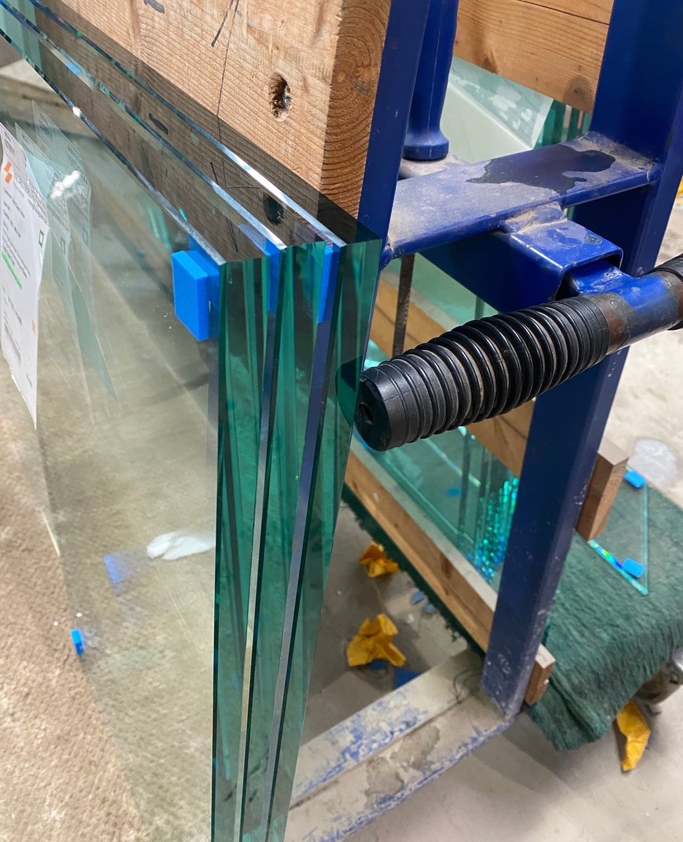 15mm float glass with a perfect cerium polished edge on our new Bovone polisher. This goes through as twice the speed of our old polishers. 

#bovone #polishedglass #glass #glassprocessing #toughenedglass
