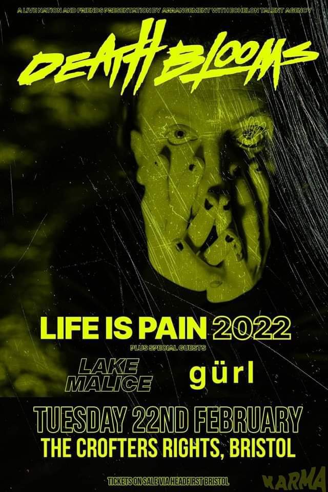 3 tickets left, come on, sell this out for us. 

<a href="/dthblms/">Death Blooms</a> <a href="/lakemalice/">Lake Malice</a> <a href="/thegurlband/">gürl</a> 

hdfst.uk/E69404