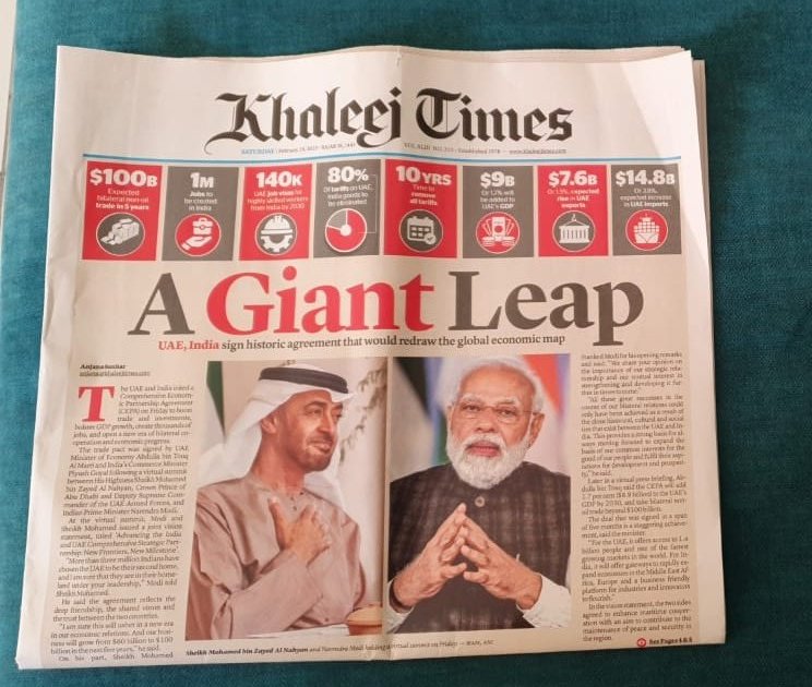mayursejpal's tweet photo. Headlines in UAE's news paper... https://t.co/YB9pYhAy1Y