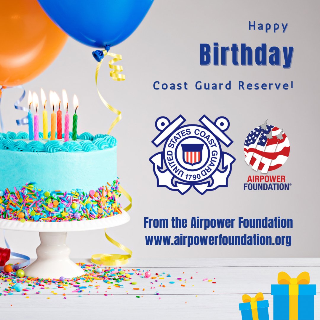 Happy birthday to the United States Coast Guard Reserve!
Thank you for your service to our great nation! 🇺🇸🇺🇸

airpowerfoundation.org

#airpowerfoundation #coastguardreserve #happybirthday #coastguardreservebirthday #thankyouforyourservice #coastguard #military #s