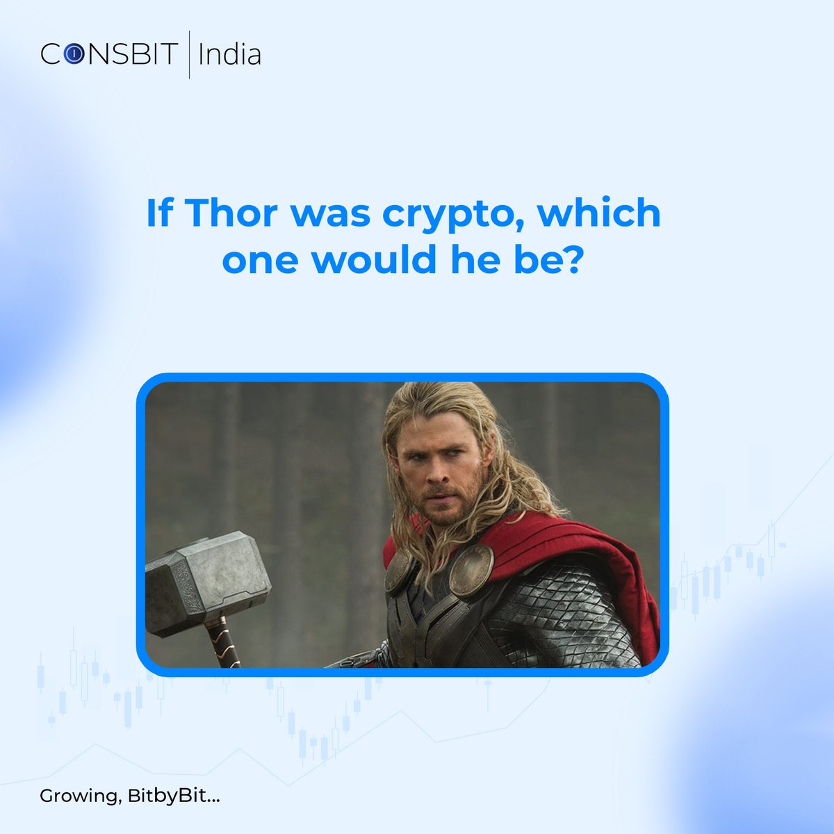 cryptoforce_in's tweet photo. Avengers! Assemble and let us know which crypto you think the God of thunder would be?
#coinsbitindia $CIN #switchtocoinsbit #cryptocurrency https://t.co/VGUynieaSR
