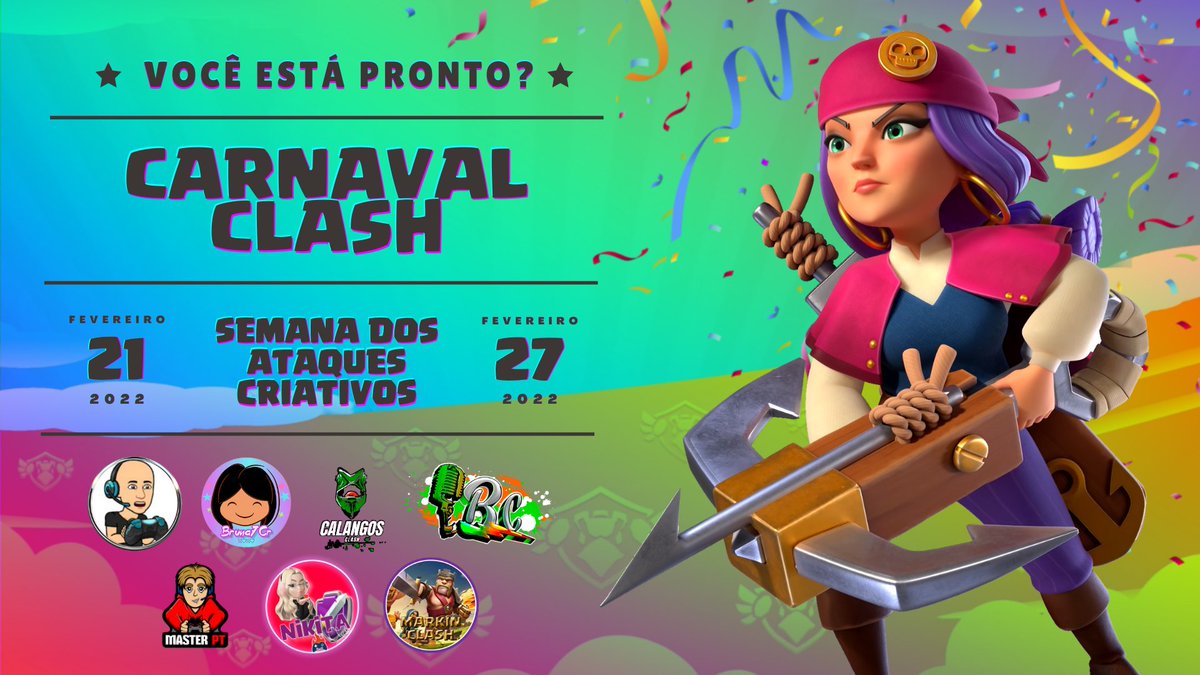Não sabe como celebrar o Carnaval, Chefe? Se junte à nossa folia e participe do evento CARNAVAL CLASH! 🥳
Se divirta com os nossos criadores nesse Bailão do Clash e ganhe prêmios da hora 🔥

Confira como participar 👇
clashofclans.com/pt/blog/comuni…