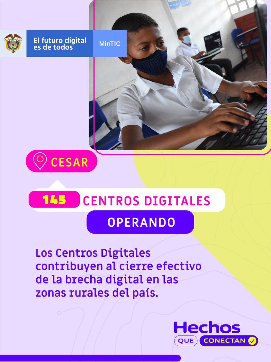 CarmenLigiaV's tweet photo. En #CesarConectado estudiantes, docentes y transeúntes acceden de manera gratuita al servicio de Internet gracias a los #CentrosDigitales que operan en colegios públicos. ¡#EsConHechos y en equipo que generamos equidad en el país! https://t.co/IfbbvXJrIs