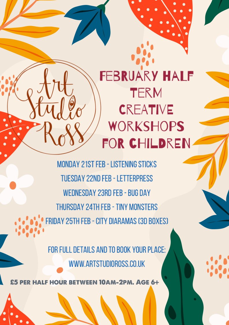 ArtStudioRoss's tweet photo. FB and Insta are starting to come together. Now time to add Twitter to the routes to getting @ArtStudioRoss well known! #halfterm #childrensworkshops #creativekids https://t.co/lBKB2j2kmr