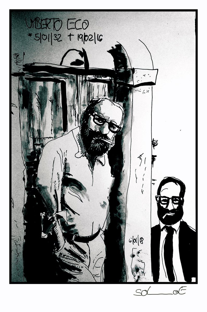 Umberto Eco (* 5. Januar 1932 in Alessandria, Piemont; † 19. Februar 2016 in Mailand, Lombardei)

#kleineKunstklasse #dotd 
!B