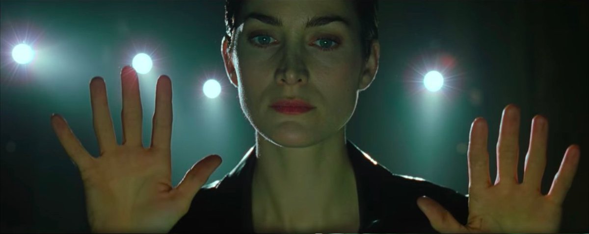 todayonscreen's tweet photo. Today, February 19, in 1998, hacker Trinity fends off two units of police officers and faces off with sinister sentient computer programs known as Agents (The Matrix, 1999) https://t.co/d0SAC9S5bL