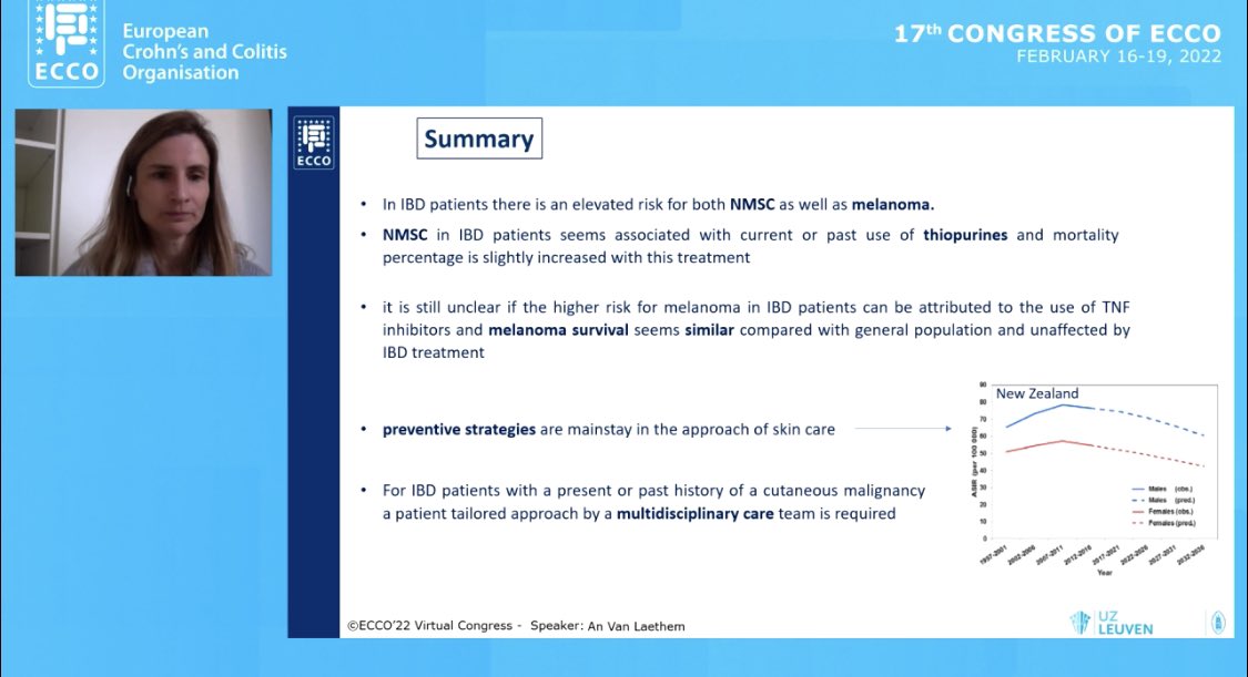 Skin malignancies in IBD presented by An Van Laethem #ECCO2022 #ECCO22 prevention, prevention and prevention+ patient education.