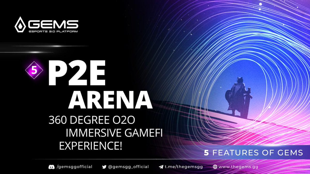 gemsgg_official's tweet photo. 🎮 A complete 360-degree O2O immersive GameFi experience. Players will not only be able to gather online to play, but form teams and battle with others in competitions through our P2E arenas and Esports hotels. 

#P2E #O2O https://t.co/27TJO8DMod