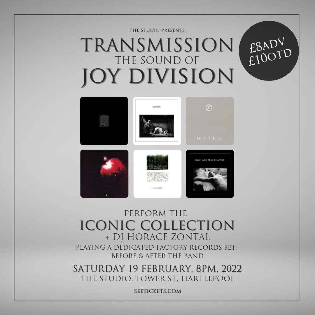 TONIGHT! the ace TRANSMISSION ~ The sound of @JoyDivision return to @thestudiohpool to play the 'Iconic Collection' not a tribute but an homage + DJ #HoraceZontal ~ playing a dedicated #FactoryRecords set too. Tickets: £8adv / £10otd 
>> bit.ly/StudJD22Ticks #JoyDivision