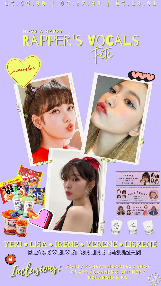 honeystarsph's tweet photo. BlackVelvet Online Cupsleeve Event in celebration of @BLACKPINK Lisa @RVsmtown Yeri Irene birthday

Inclu: soju, food, shot glass, banner sticker, pola pc

DM FOR ORDERS | GET YOURS NOW

🔗https://t.co/5RbHp82M7A
Sh0pee https://t.co/KNWW6fVv4D
wts lfb cse PH Blackpink Red Velvet https://t.co/9LeO6WWq6g