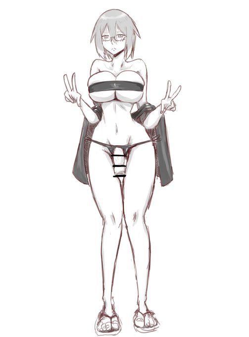 #くそ寒いので水着絵を貼る 
うちの子沙雪ちゃんのスタイルが大分固まってきた気がする 