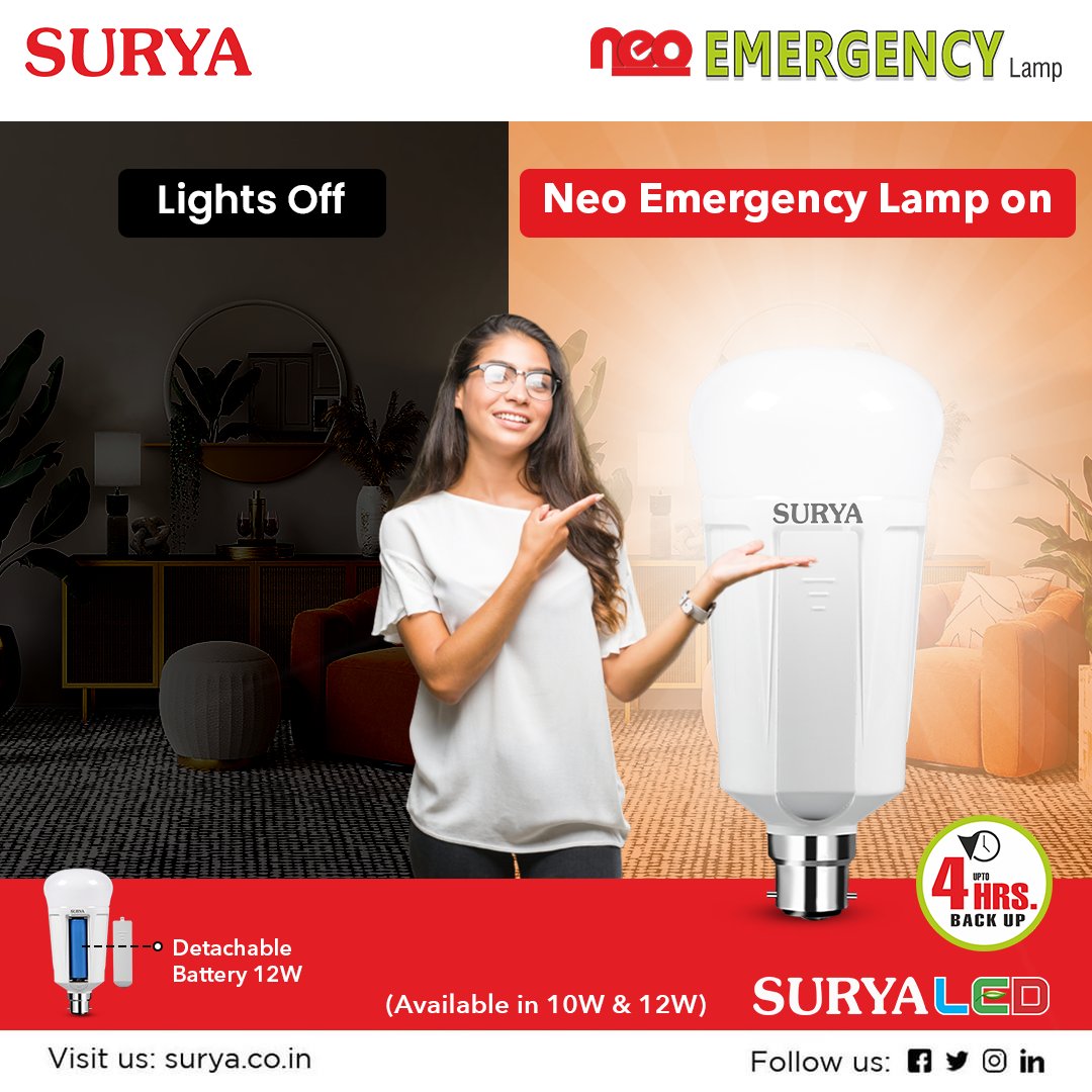 surya_roshni's tweet photo. Darkness... No way, when you have Surya Neo Emergency Lamp. It lights up automatically on power failure.
Visit us at- https://t.co/ceSxOG8688
#Surya #SuryaRoshni #SuryaLighting #SuryaLED #NeoEmergencyLamp #Lighting #EmergencyLEDLamp #EmergencyLamp #SuryaLEDLighting #India https://t.co/2kTrJyggkT