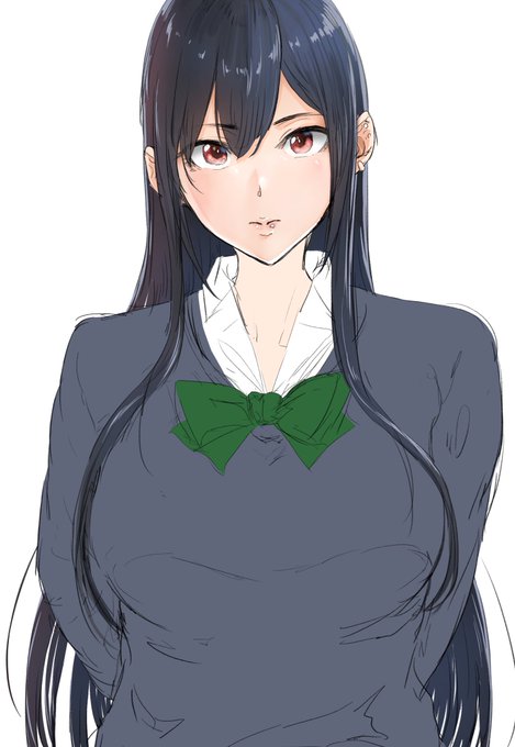 ボツ絵。黒髪ギャルver.(チョイ青ガミ