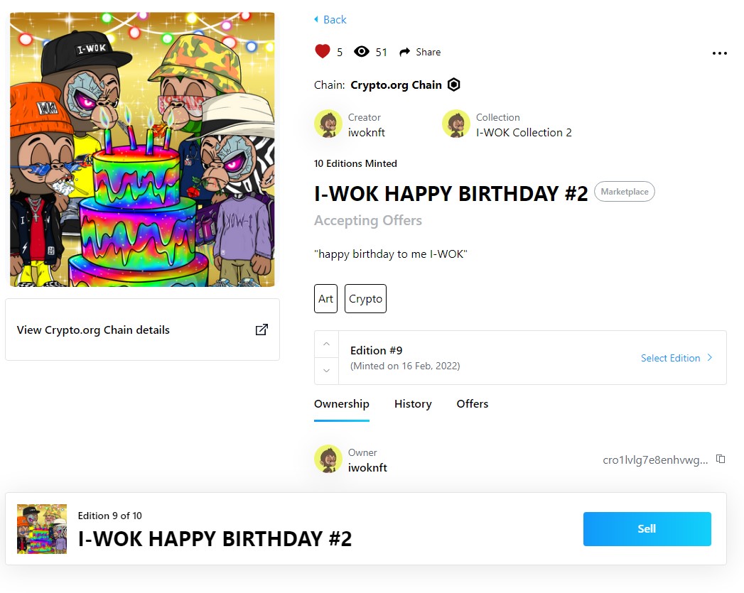 There are still numbers 6-7-8-9. If you don't have it, hurry up to collect 1 person per 1 piece. 🎁🥳
crypto.com/nft/collection…
#iwoknft #iwok #CRO #Cryptoart  #Cryptocomnft #nftcrypto #NFT #NFTCollectors  #nftcommunity #nftartist  #NFTTHAILAND #NFTcollections