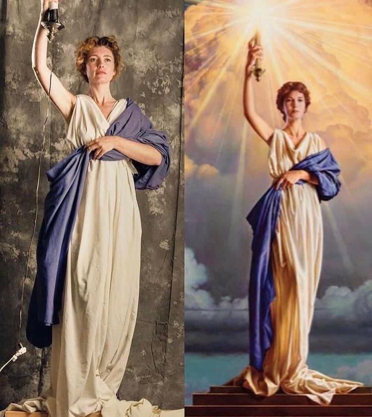 A 28 year-old Jenny Joseph modeling for what would become today's Columbia Pictures logo in 1991. She had never modeled before, and hasn't since. https://t.co/pboBOnk7DF