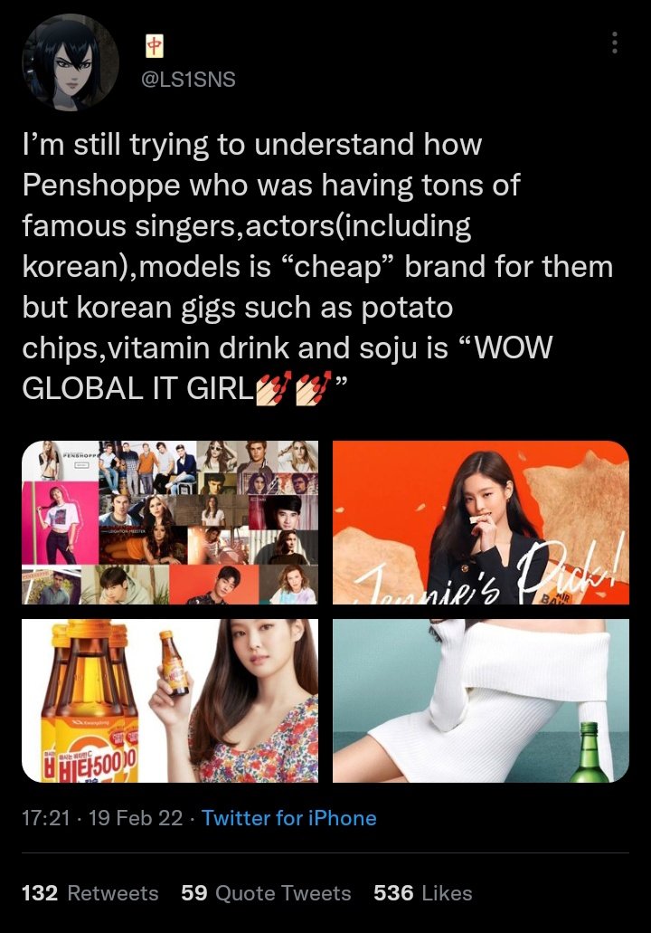 janerubyx's tweet photo. this is funny cause how is jennie bagging the biggest brand deals in sk that only big celebrities with big impacts can get is a drag? 😭  not to mention she's the member with the most global campaigns rn so yeah the global it girl definitely globaling https://t.co/abkmpl7pDW