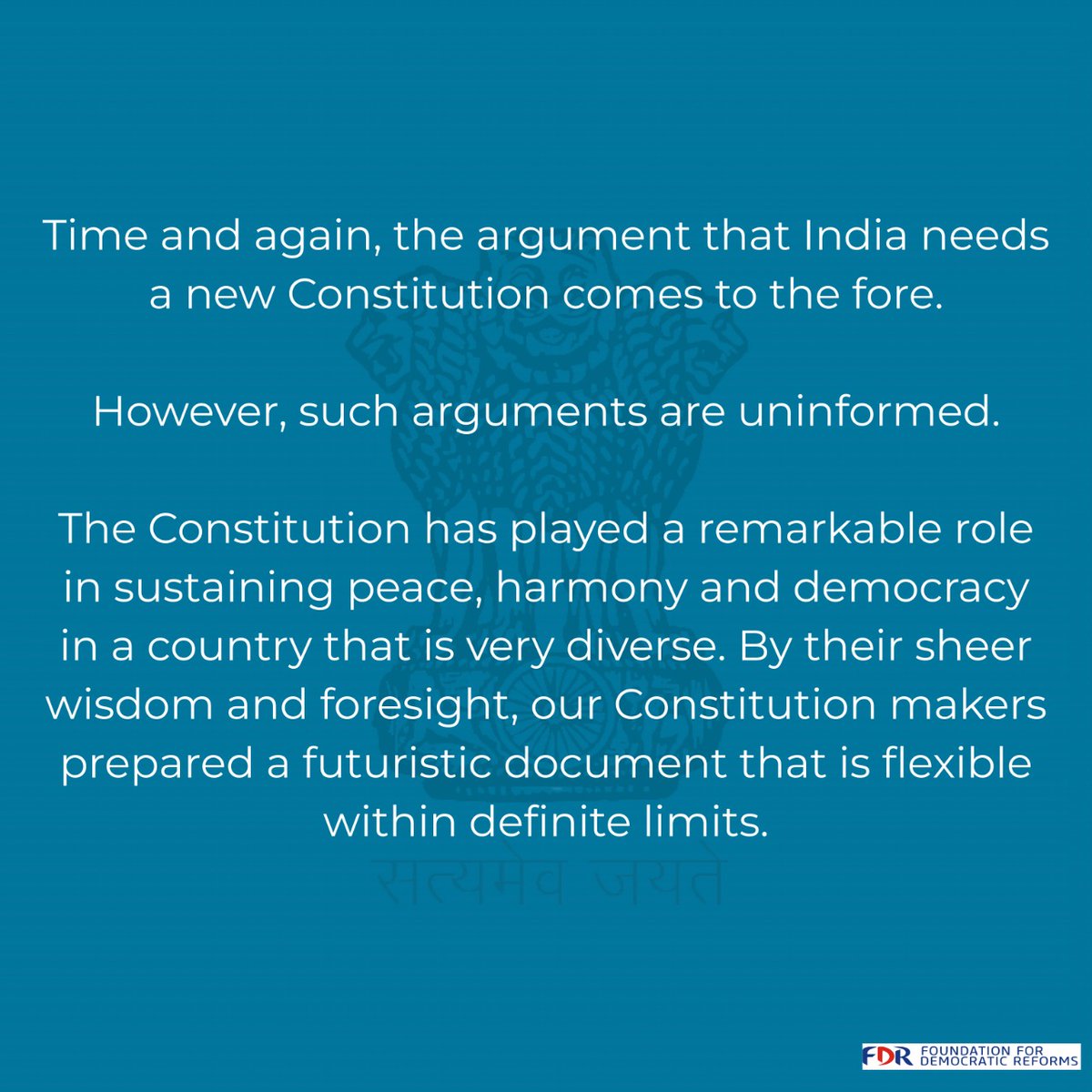 FDR_INDIA's tweet photo. Demands for a new or an overhauled Constitution provide an opportunity to objectively analyse the workings of the current one over several decades of its operation. Let us explore the real causes that lie behind fault lines in our systems.
#Constitution #Democracy #Governance https://t.co/K46oeqrWdu