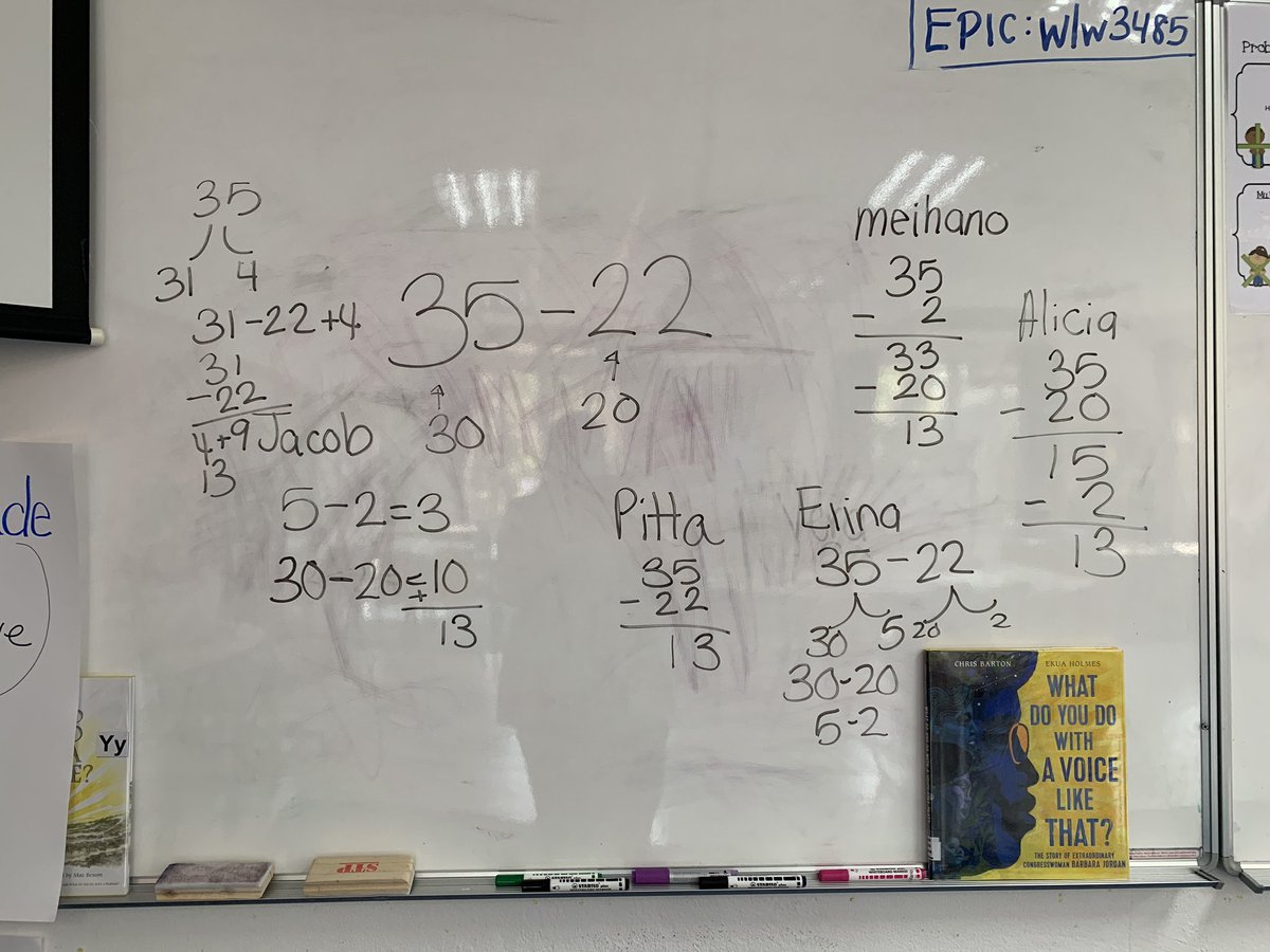 gless_megan's tweet photo. G4 Ss looked at different ways to find answers to addition& subtraction problems through number talks. Itโs a powerful way to get Ss to realize there are many paths to get to the same place. Ss also work on being able to explain what they did to get there #pypchat #mathsinquiry https://t.co/iZEB18lDUY