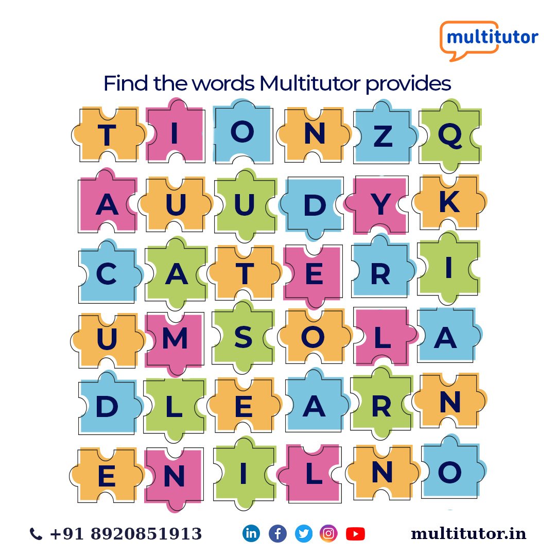 multitutor_in's tweet photo. A puzzle trick for your brain! 

Find all the words Multitutor stands for, from the puzzle🧩 

Comment down when you do find it🎉 

Learn to solve tricky puzzles by downloading Multitutor’s test series application,

 https://t.co/B9A8qrnkjc

#multitutor #ib #puzzle #quiz #trick https://t.co/iQ19V8DTpJ
