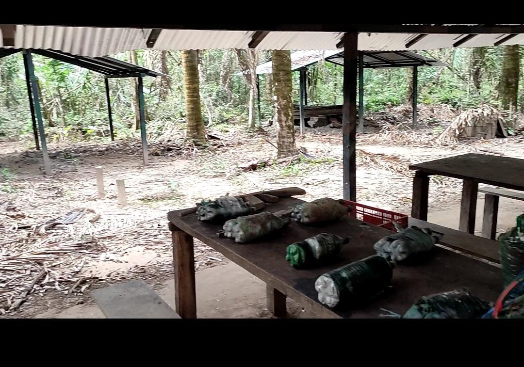 En esta vereda de campo se instala un campamento de elaboración de explosivos y procesamiento de drogas colombianos usados por narcotraficantes para amedrentar a la población venezolana apureña, la FANB  destruirá cada uno en los 2219 km donde su gobierno permite la producción.