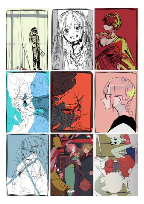 8時間ラフを描き続けました。
できたものたちです。 
