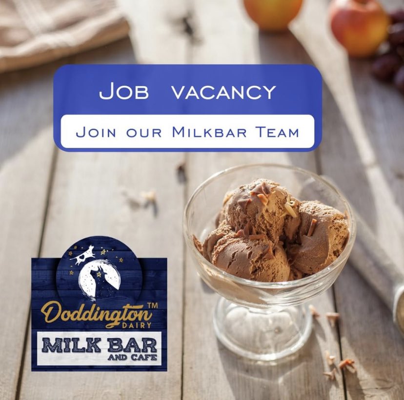 doddmilkbar's tweet photo. We are looking for people to join our team, full time &amp; part time positions available. Please email enquiries@doddingtondairy.co.uk for more information or send your application (incl CV) https://t.co/dYBqAKpE1e