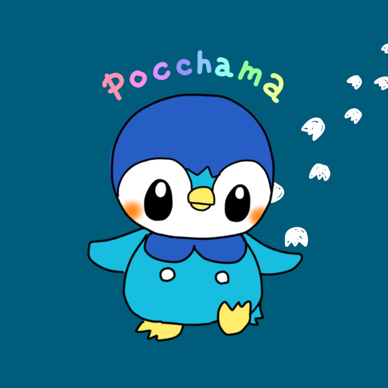 ポケモン ポッチャマ 手描き イラスト A4サイズ ポッチャマ」の