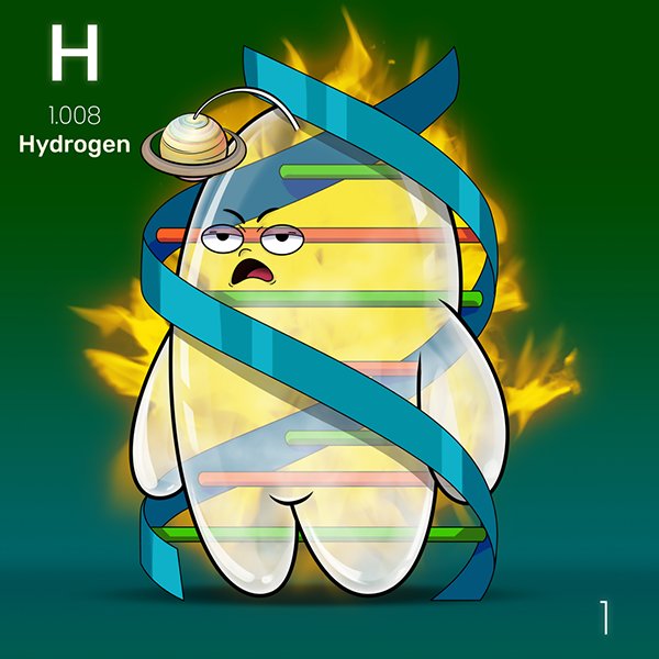Hydrogen may be the lightest element, but it’s what binds your DNA’s double helix strands together!🧬

This combustible gas is also abundant in the universe 🌌, stars ⭐ &amp; planets 🌏, including in Saturn which is 75% Hydrogen 🪐

#nftcollection #NFTCommunity #presale #Chemistry