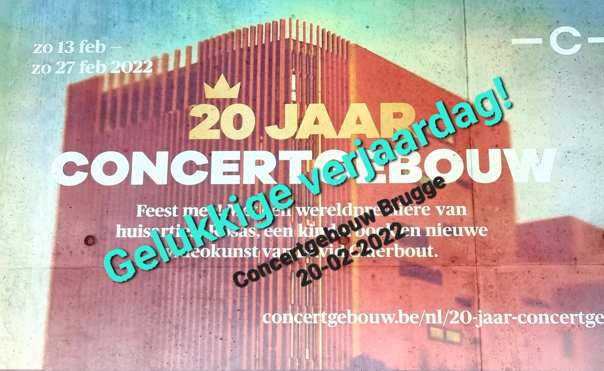ignacevanhaute's tweet photo. Gelukkige 20ste verjaardag aan heel de @Concertgebouwbr community (directie, medewerkers, vrijwilligers, partners, vrienden en publiek) en aan Cultuurstad @Brugge ! 20/02/2002-2022 #culturelehoodstadvanEuropa2002 https://t.co/eSGg8sxu4U