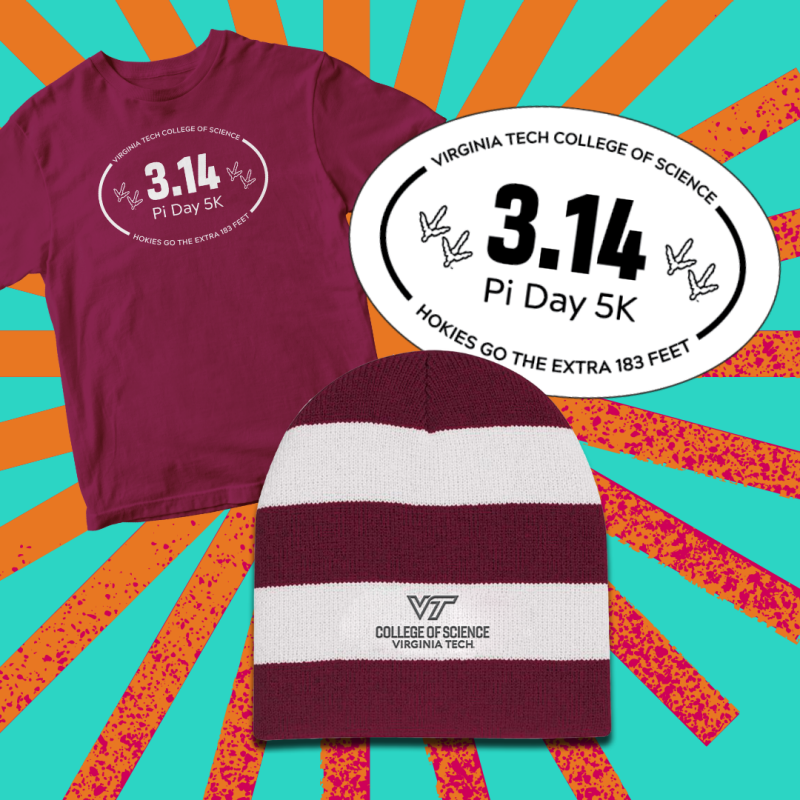 VT_Science's tweet image. Love cool #Hokie stuff? 🧡🦃 Look no further. Register for our virtual 3.14 #PiDay 5K event and all this can be yours: shirt, sticker, and beanie. Register by Monday, Feb. 21, to ensure you get all these goods by March 14.science.vt.edu/get-involved/e… #StudyScience #DoScience