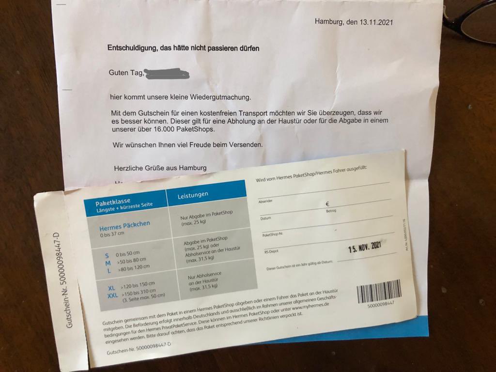 KatWiggers's tweet photo. .@hermesDE ist das euer Ernst? Ihr verschickt als Wiedergutmachung für Pannen Gutscheine, die dann nirgendwo angenommen werden? Leider keine Einzelfall! Meldet euch mal bitte, wie man diese Gutscheine einsetzen kann, wenn kein Hermes Shop die annimmt🤔 https://t.co/4JCv2E9Ljd