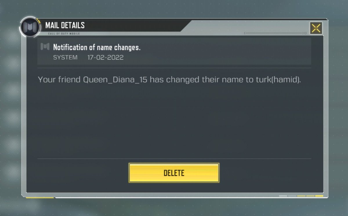 L0VEzen's tweet photo. My friend @CallofDuty has changed the name from Queen_Diana_15 to turk(hamid) 🤪 
#CallofDuty 
#CoDMobile
👇 https://t.co/A7rkPzsOrB