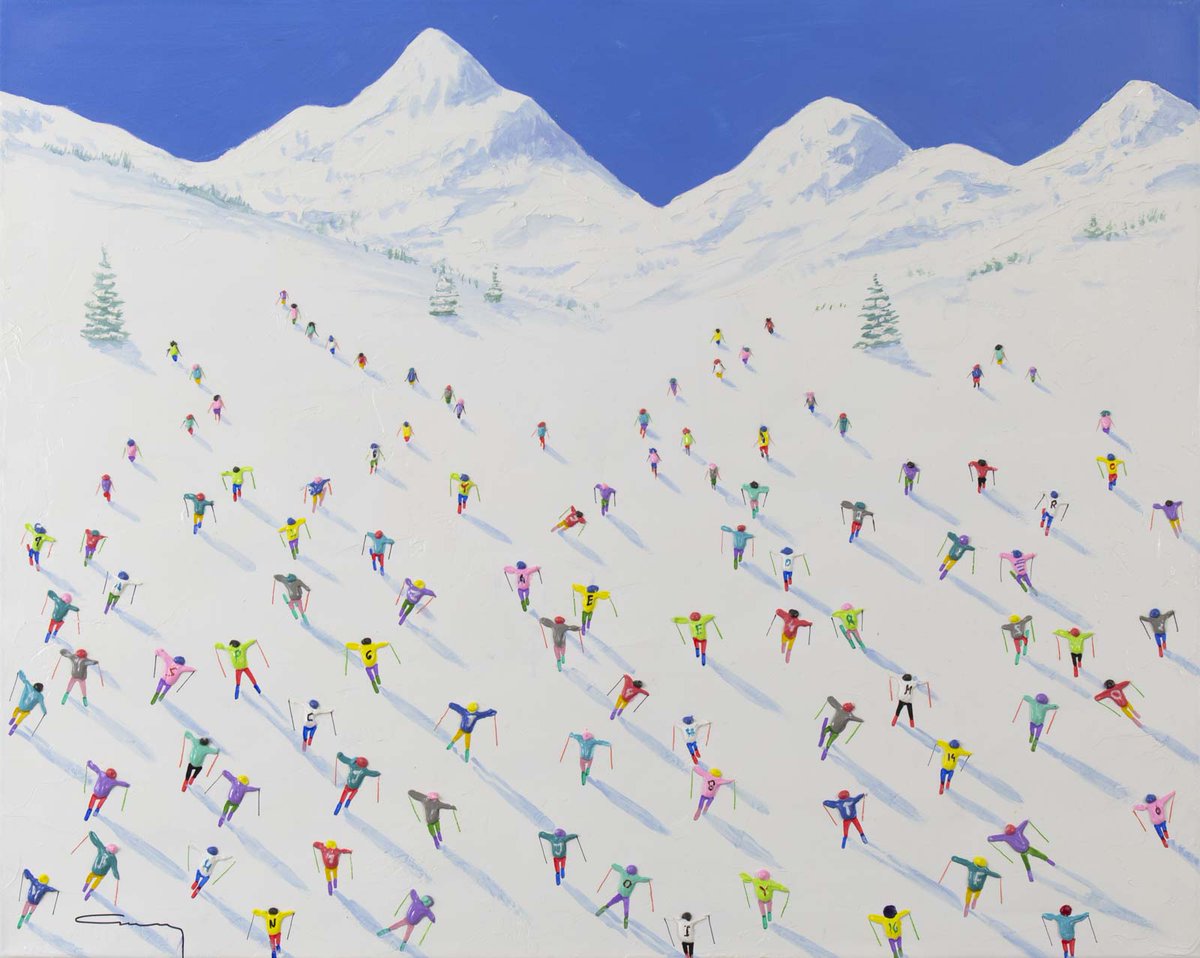 forestgalleryuk's tweet photo. Lightening up the Winter weather with these wonderfully action-packed skiers racing downhill! Part of a new collection by Casimiro Perez now available.

#skiing #skiers #skiart #wintersport #winterolympics #acrylicart #canvasart #originalpainting #mountains https://t.co/l2TpGHidmn