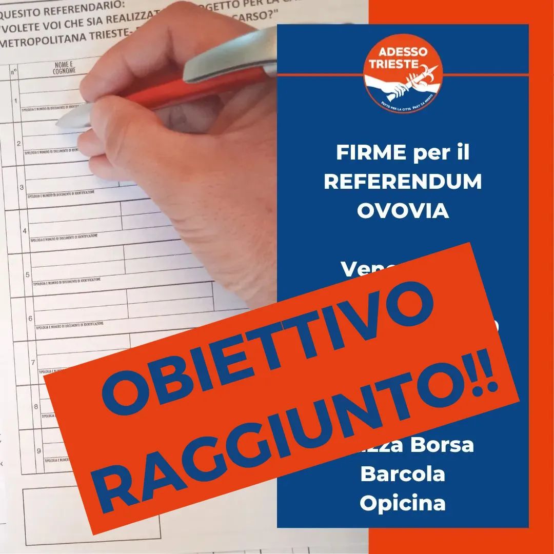 #noovovia: la raccolta firme è terminata, abbiamo raggiunto oltre 900 sottoscrizioni in un paio d'ore, esaurendo tutti i moduli disponibili!
Ringraziamo tutte e tutti, prepariamoci a raccoglierne 12000 dopo l'approvazione del quesito! 
#trieste #referendum #ovovia