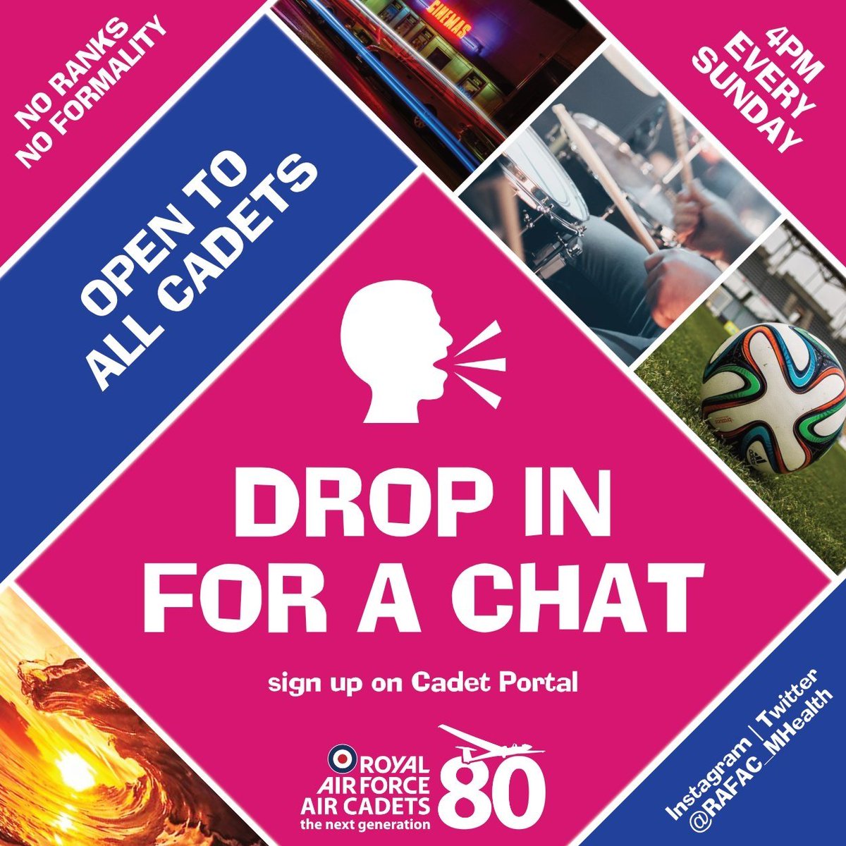 RAFAC staff and cadets are you now at a loose end this weekend? Fancy chatting with others across the organisation? Why not log in to our weekly chat tomorrow at 4pm. This is open to all. No Ranks and No Formalities. <a href="/RAFAC_MHealth/">RAFAC Mental Health</a> <a href="/RAFAC_MHWR/">Wg Cdr Lou Hall</a> @ClaireSarsfield
