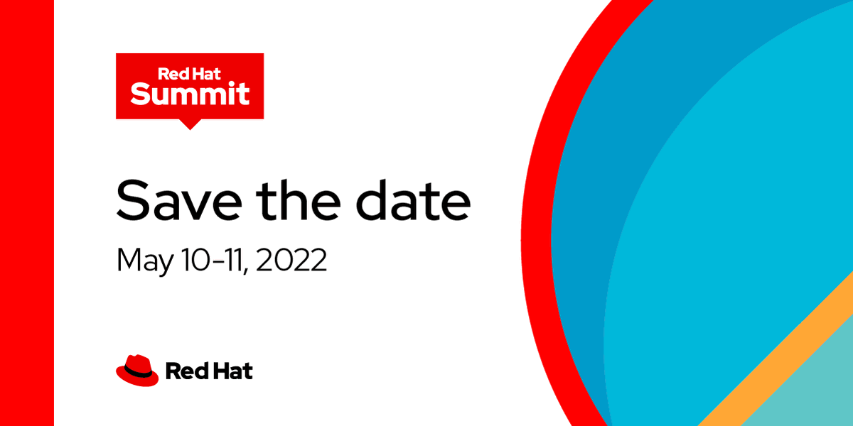 RedHatSummit's tweet photo. Red Hat Summit is about meeting you where you are in your #OpenSource and #cloud journey. We’re excited to reveal the dates for #RHSummit 2022—check them out and save the date here: https://t.co/3oIW6Oq73I https://t.co/a4CQEV3u5m