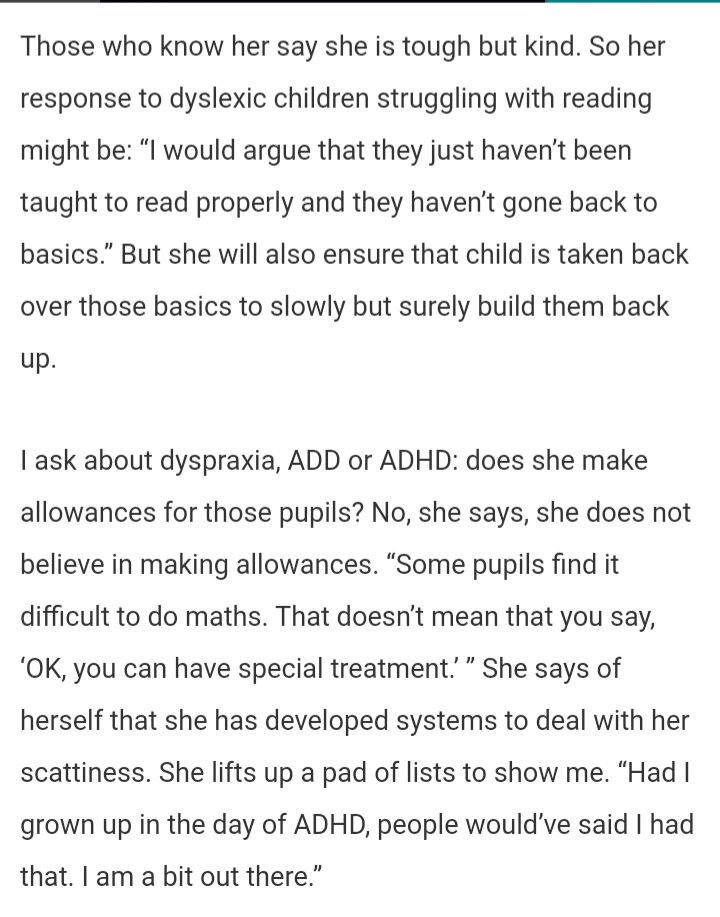 snigskitchen's tweet image. The government's own Social Mobility Tsar, who runs a school, refuses to recognise dyslexia, dyspraxia, ADD and ADHD, despite being recognised for decades. This is disability discrimination. Ableism, pure and simple.