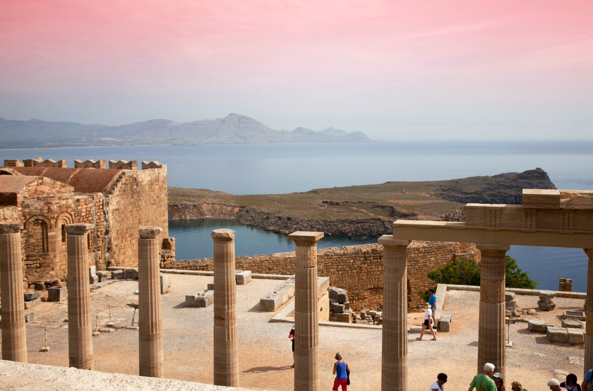 mythsofgreece's tweet photo. The stunning view from the Acropolis of Lindos on Rhodes. This Acropolis holds breath-taking views of the landscapes as well as some very important historical remains. #greece #greek #rhodes #acropolis #history #photography https://t.co/RZT7MQHbAJ