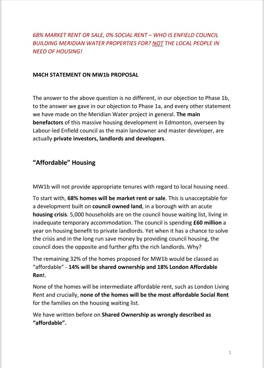 4Meridian's tweet photo. Please read our statement on MW1b proposal.

We ask again, who is Enfield council building Meridian Water for? Because Phase 1b (just like 1a) does not provide affordable housing for Edmonton residents! https://t.co/JaxfDJ0f0Q